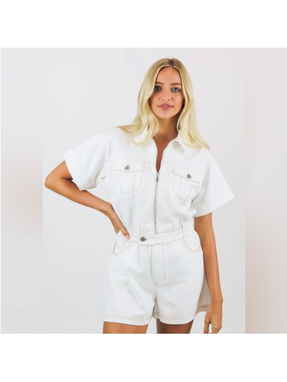 WeWoreWhat Pale Pink Short Sleeve Romper